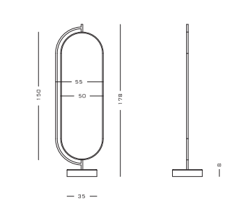 Secolo Giove Напольное вращающееся зеркало с мраморной основой  Standard, сатинированная сталь, отделка тканью Standard  - Вид №5