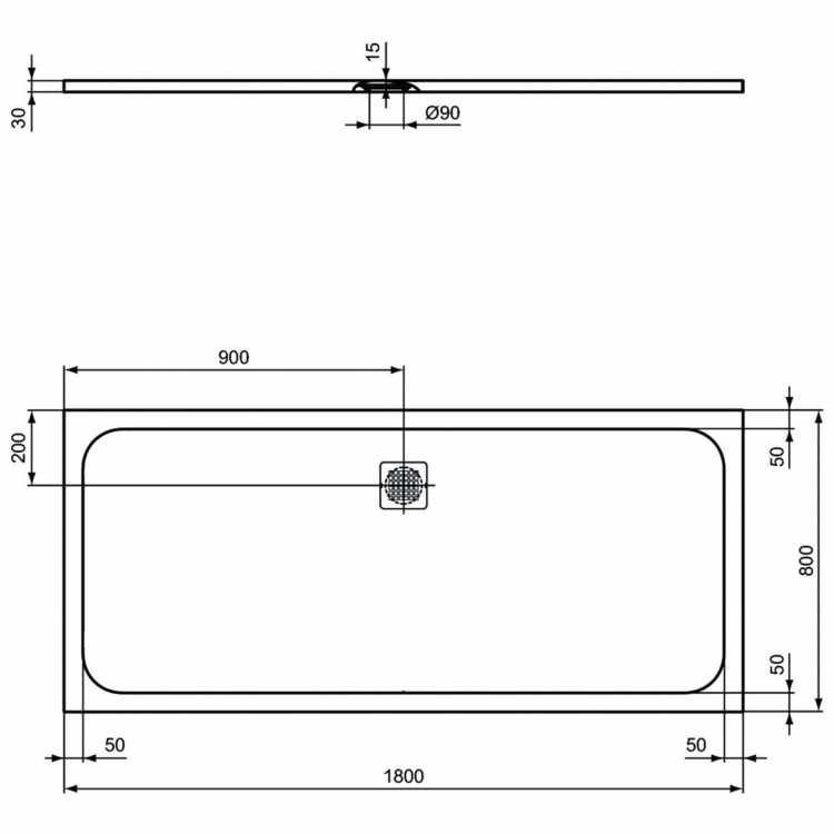 K8304FS Душевой поддон 180х80 см Ideal Standard ULTRAFLAT S  - Вид №2