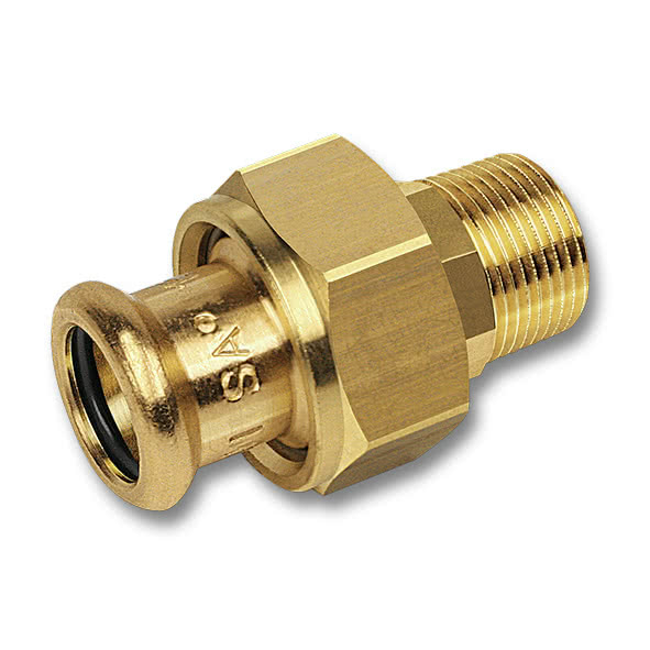 18333542 SANHA 8333G пресс-фитинг, бронза, сгон ВПр-НР с плоск.упл. 54x2 мм  - Вид №1