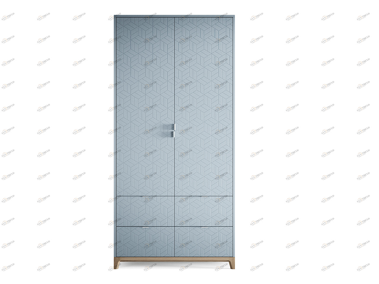 Шкаф распашной двухдверный с ящиками серо-голубой Case №4 THE IDEA  210409 Голубой 