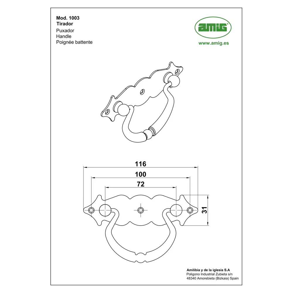 Мебельная ручка-скоба Amig 101 92x30x1.5 мм чёрный STLM-2046608 - Вид №2