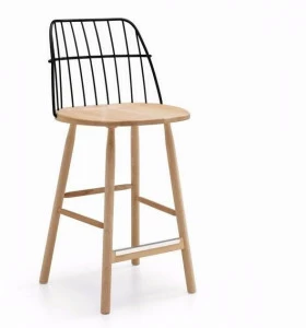 Midj Высокий табурет из стали и дерева со спинкой Strike