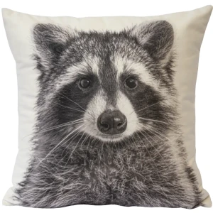 Декоративная подушка Seasons Енот 40x40 см бархат цвет черно-белый