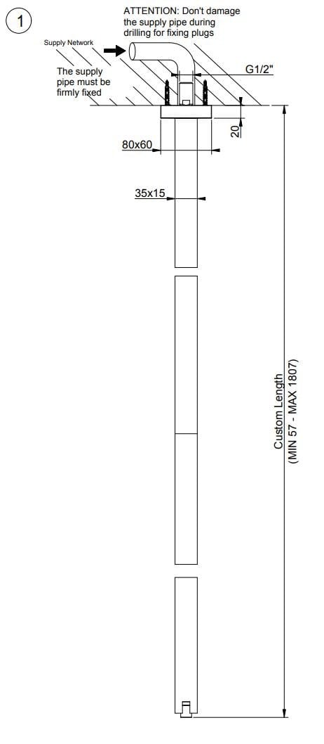 Потолочный хромированный латунный дозирующий носик для умывальника Gessi прямоугольник ARCH-00015477 - Вид №2