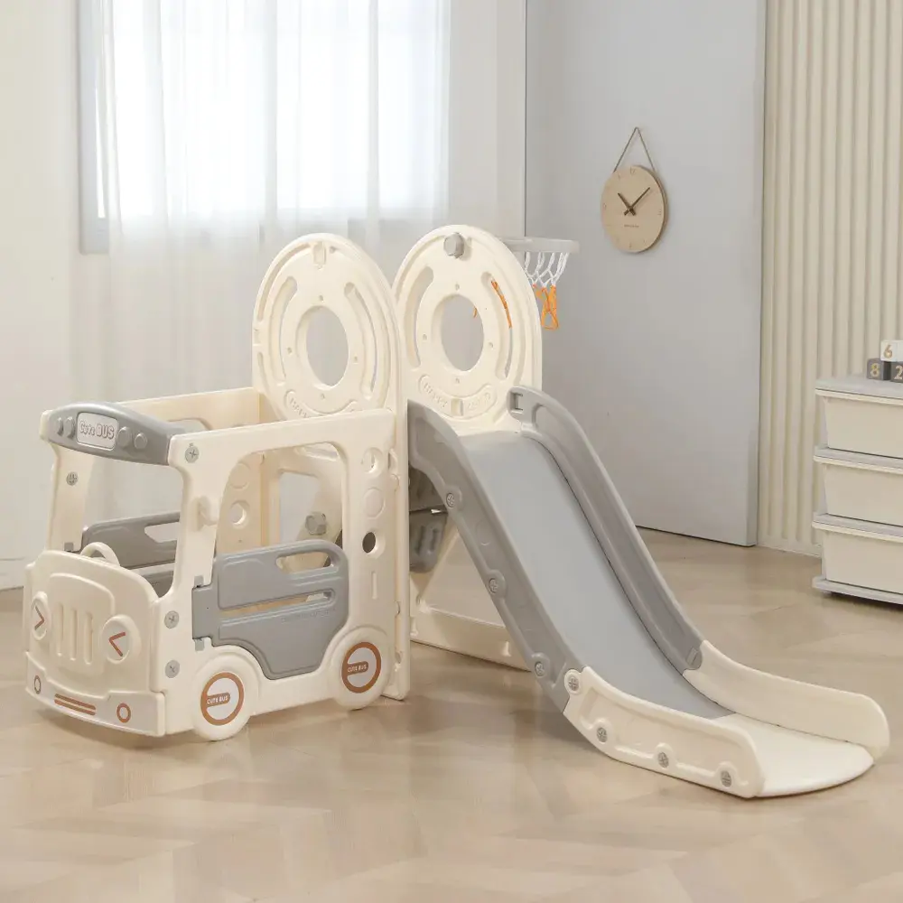 91637123 Игровой комплекс с горкой Unix Kids Bus 110x140x171 см серый STLM-0958977