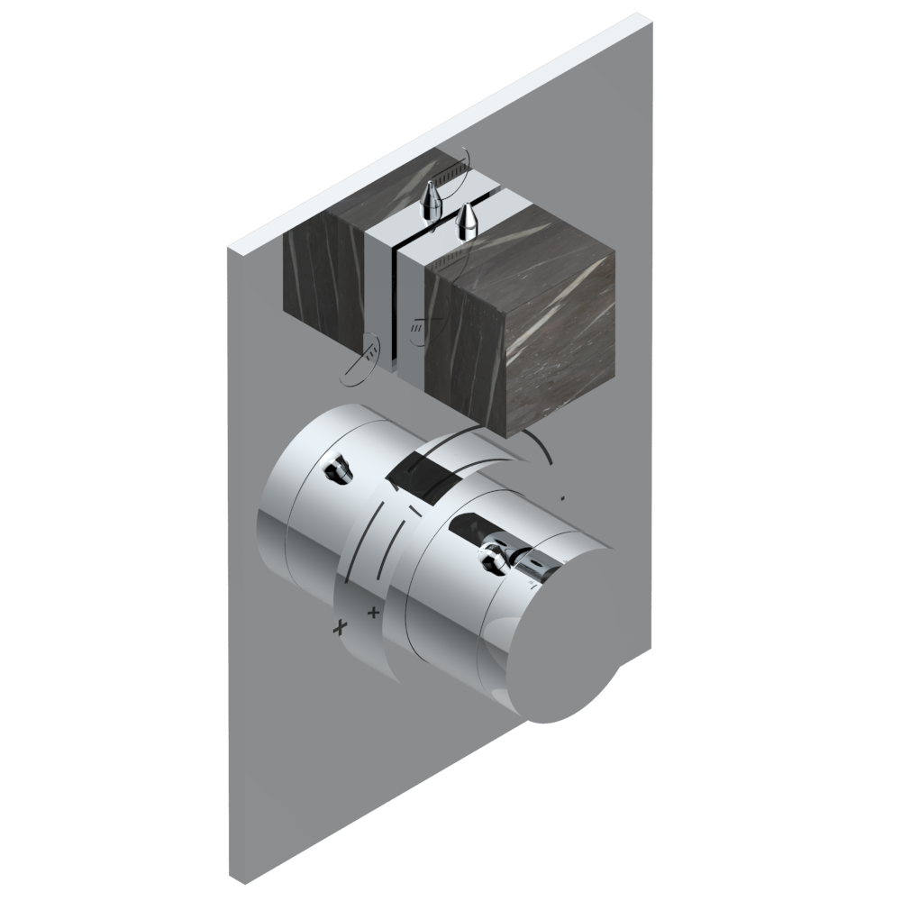 G3T-5600BE Ручки регулировки для термостата THG с переключателем на 3 выхода арт.5600AE Thg-paris Montaigne marbre Leonardo Grey Хром G3T 5600BE  A02 CAT.A