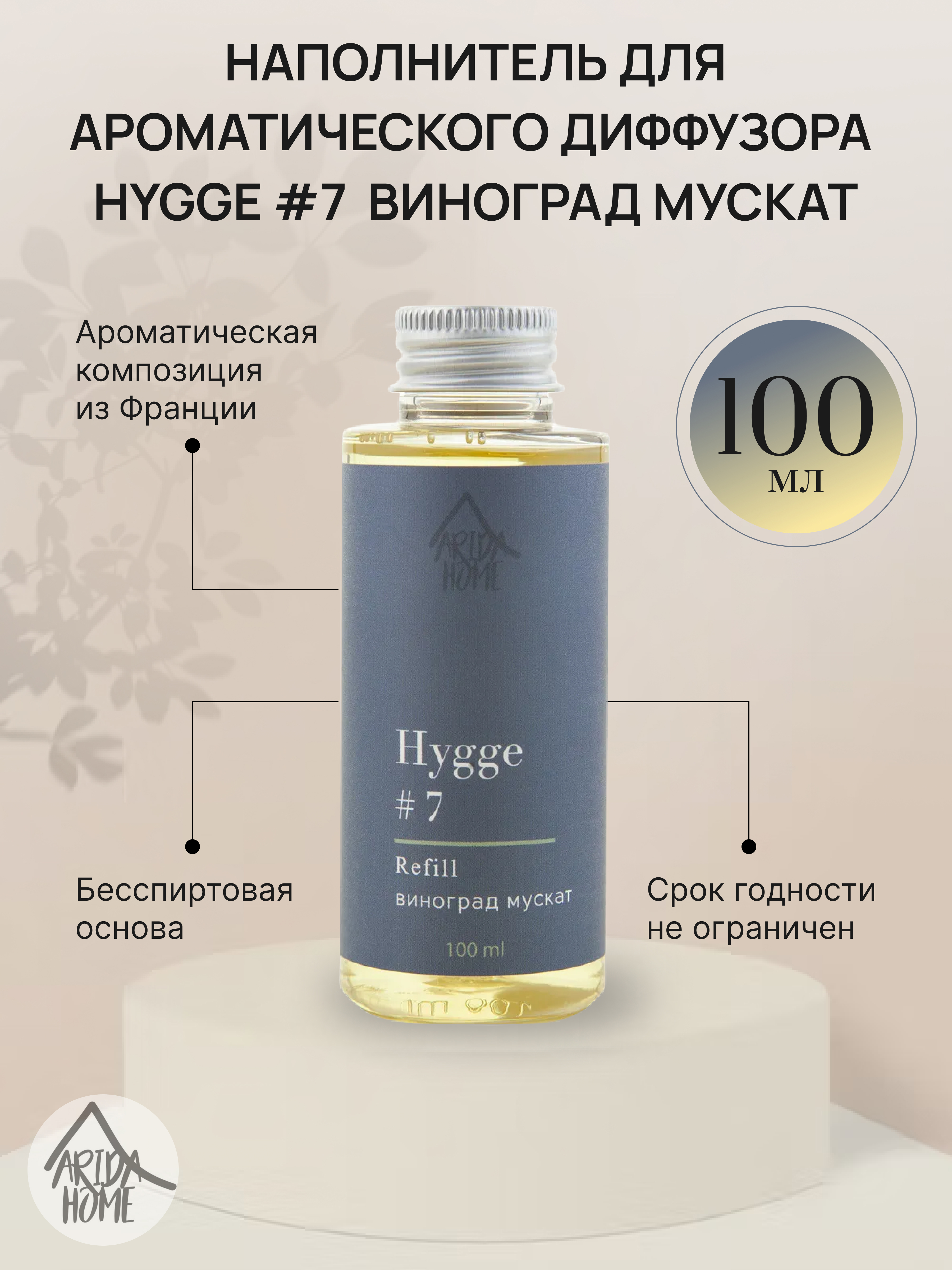ARIDA HOME Наполнитель для диффузора Hygge Виноград мускат 100 мл 84535189 STLM-0051610 - Вид №1