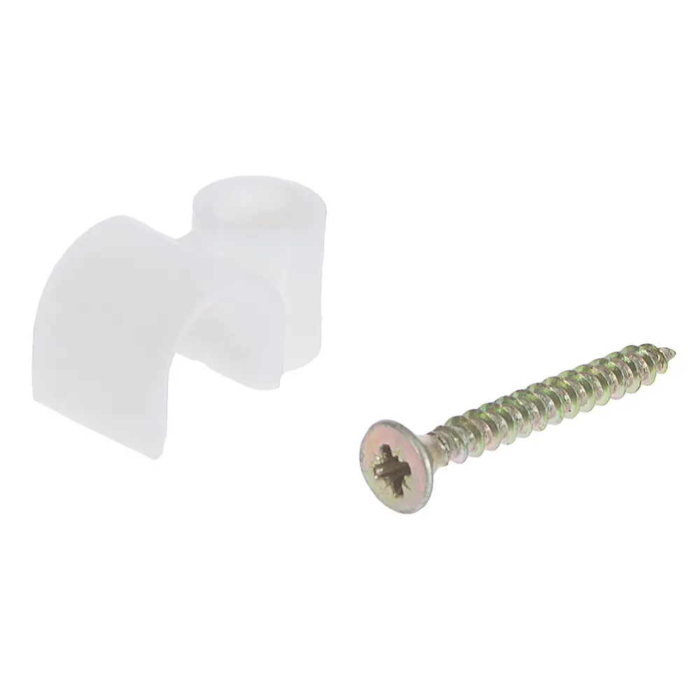 Скоба круглая с саморезом для провода 8х45 мм, пластик, 85 шт Santreyd STLM-2170882 - Вид №1