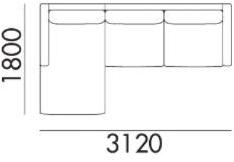Grado Design 3-х местный тканевый диван с шезлонгом Pent Pen-sf-lc - Вид №7