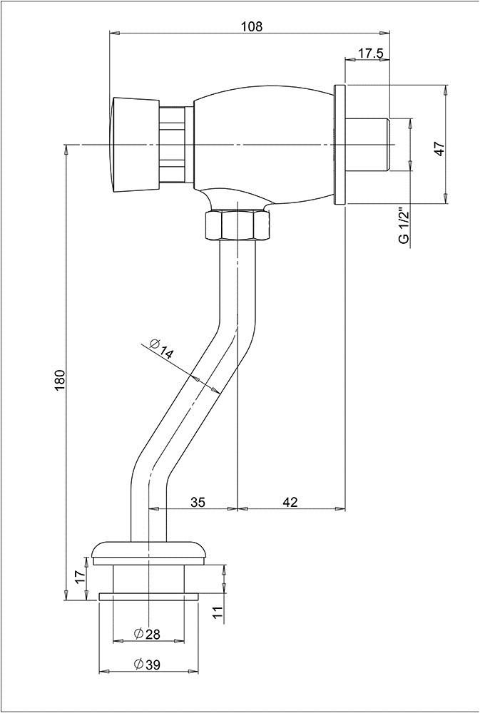 52CR815LMKM Ursula сливной клапан для писсуара, хром Paini  - Вид №3