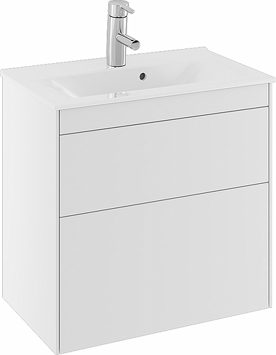 47374 IFO Sense напольная тумба для тонкой раковины с двумя ящиками, компактная, Ш = 600 мм, Ш1 = 615 мм, шпон черного дуба