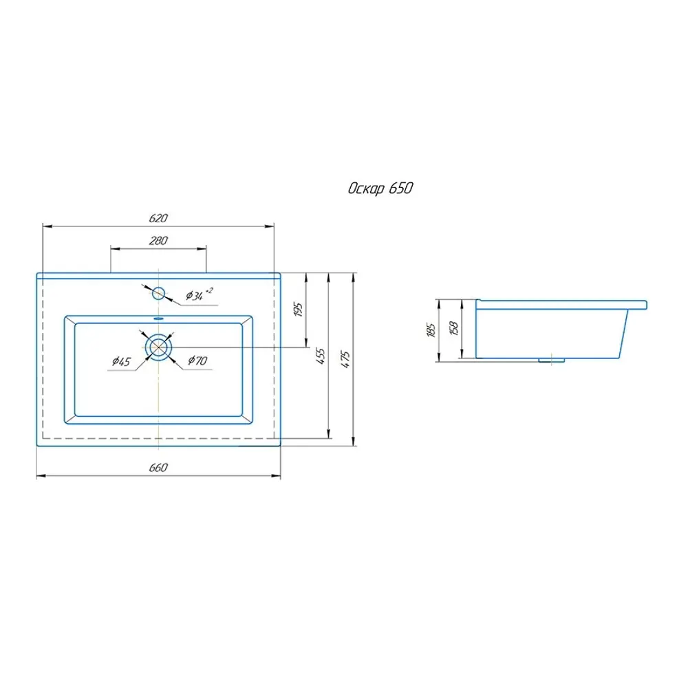 KIROVIT Раковина Оскар 65 - фарфоровая накладная для современной ванной 82276069 STLM-0023807 - Вид №5