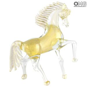 4481 ORIGINALMURANOGLASS Статуэтка скаковая Лошадь - золотистая - муранское стекло OMG 21 см
