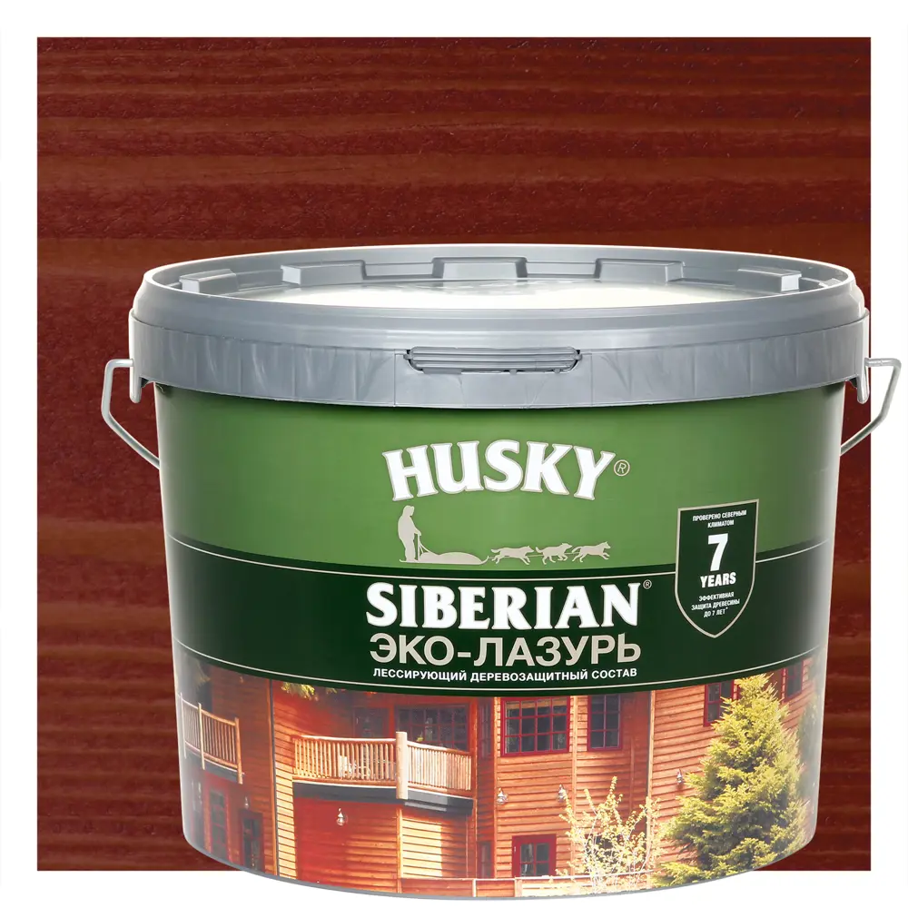 84392186 Эко-лазурь Husky Siberian полуматовая цвет красное дерево 9 л STLM-0049161