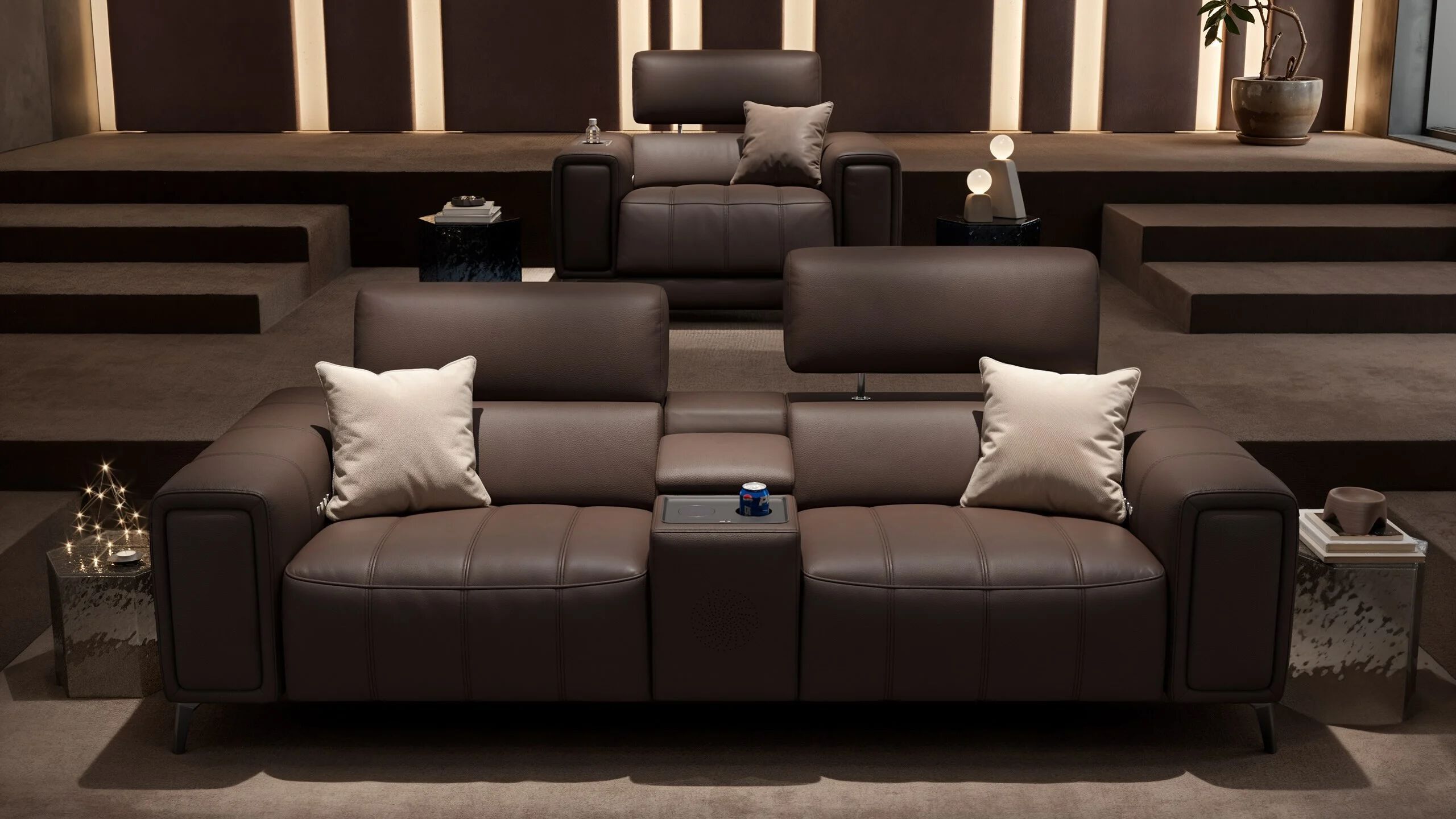 2 местный домашний кинотеатр кожаный диван Sofanella Linera Kino ARCH-00124340 - Вид №1