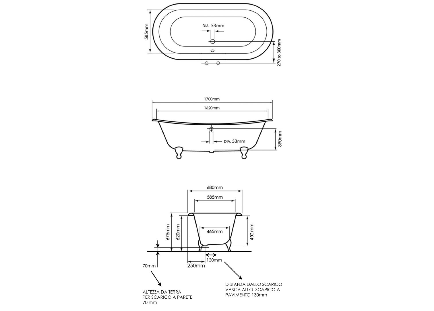 Чугунная ванна на ногах Gaia Mobili Complements ARCH-00114956 - Вид №2