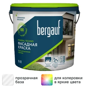 Краска фасадная Bergauf Mineral Techno матовая цвет прозрачный база С 9 л
