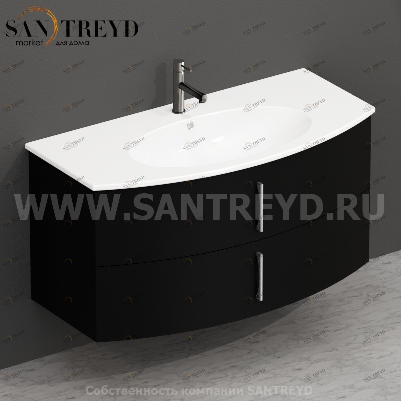 MDMC10Y101 Тумба с двумя ящиками 100 см черная Globo 4ALL Италия Ceramica Globo