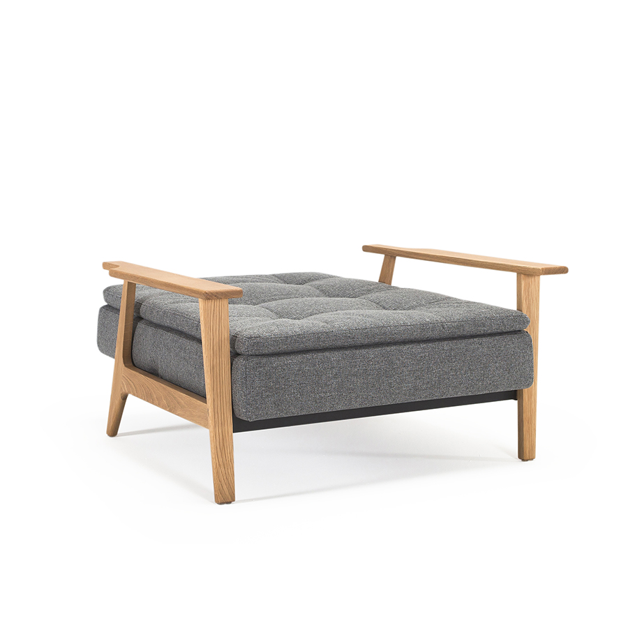 Кресло Dublexo с подлокотниками Frej, ножками из дуба и черной рамой, темно-серое Innovation Living DUBLEXOCH2 - Вид №1