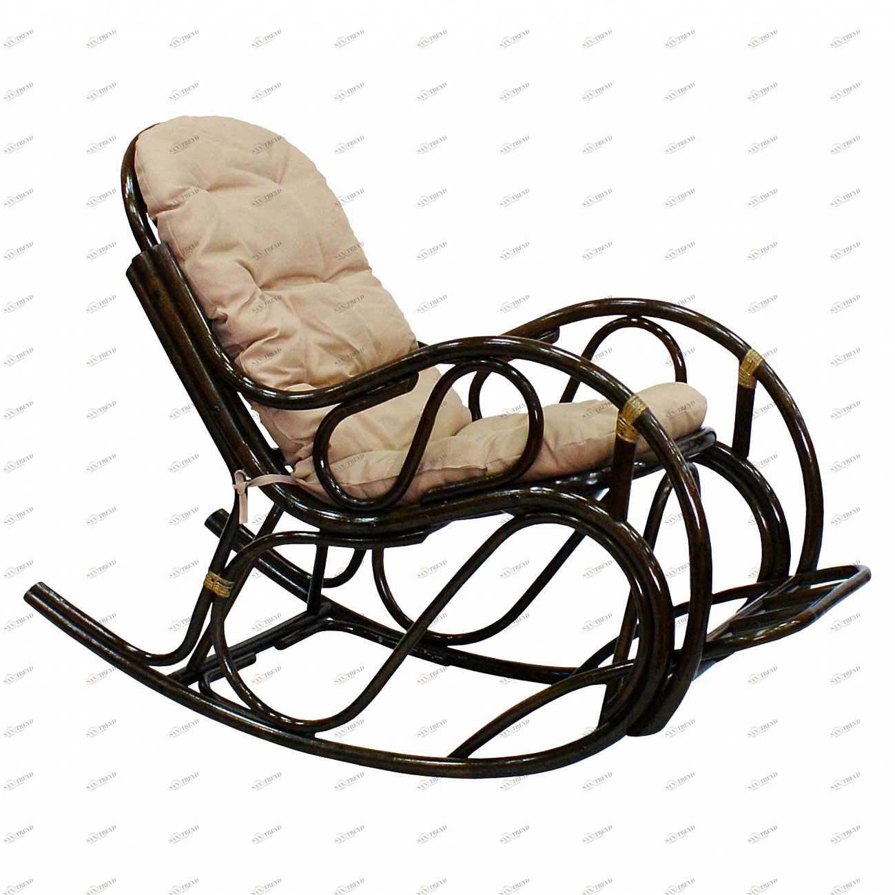 Кресло-качалка темно-коричневое Lucky ЭКО ДИЗАЙН ПЛЕТЕНАЯ 009706 Бежевый;коричневый 
