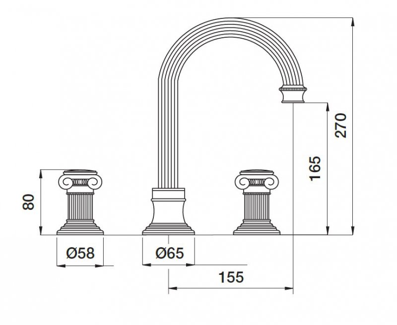 Смеситель на раковину Cezares OLIMP-BLS2-A-03/24-M - Вид №1