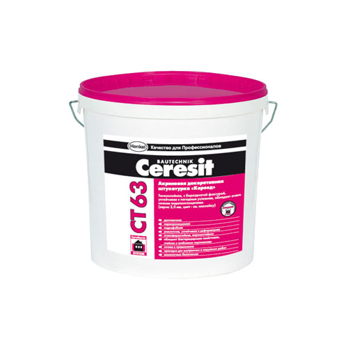 Декоративная акриловая штукатурка Ceresit CT63 Короед 3мм 25кг 390 - Вид №1