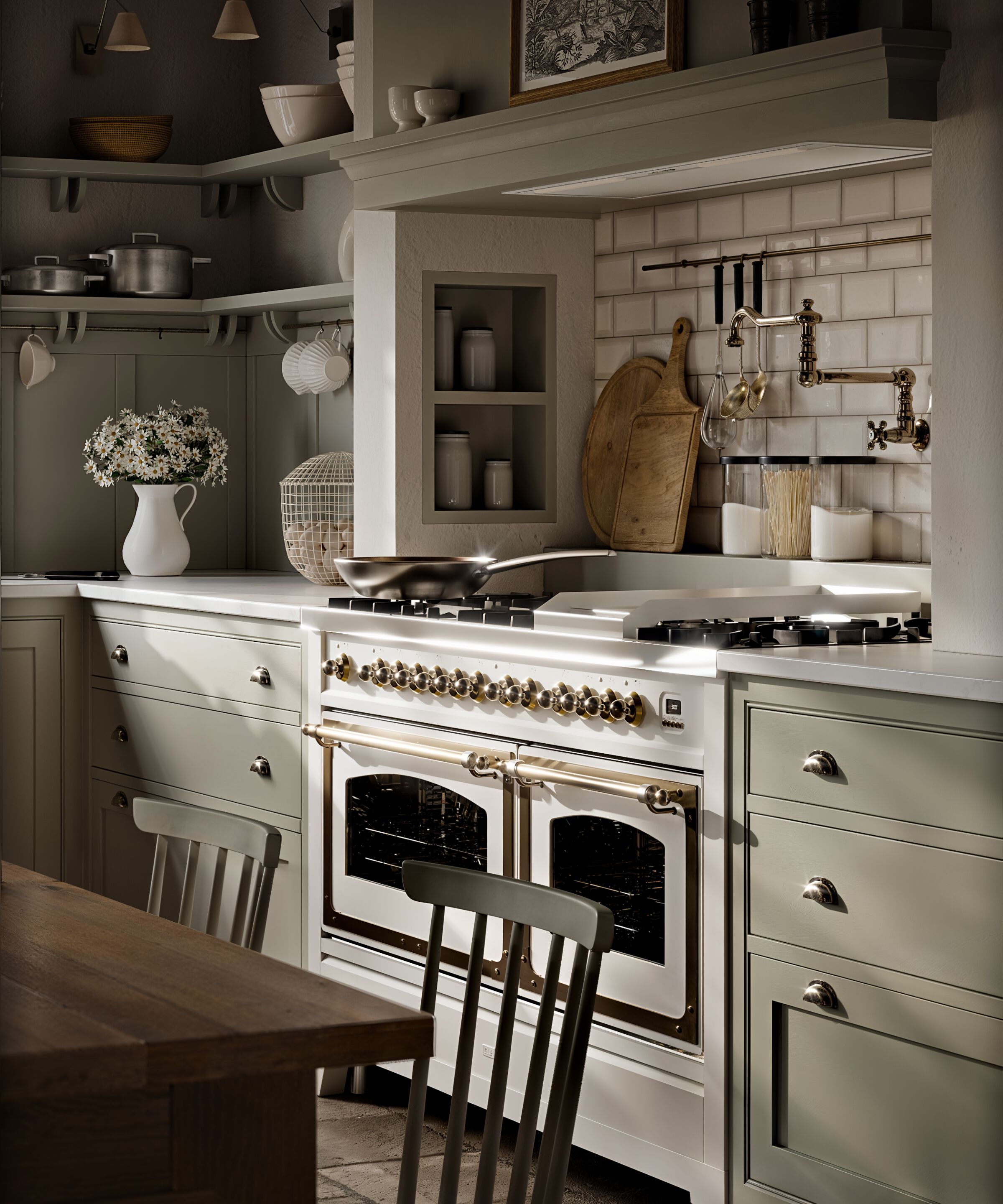 Лакированная деревянная кухня с ручками Marchi Cucine коттедж ARCH-00069262 - Вид №8