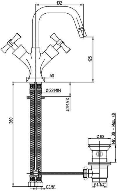Paini Elix 85CR251LMKM смеситель для биде  - Вид №2