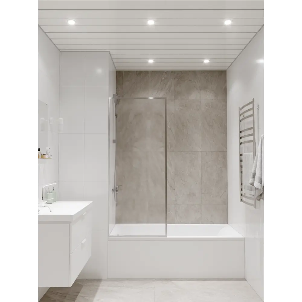 Комплект потолка для ванной 1.72x1.7 м цвет белый глянцевый/металлик БАРД STLM-2067580