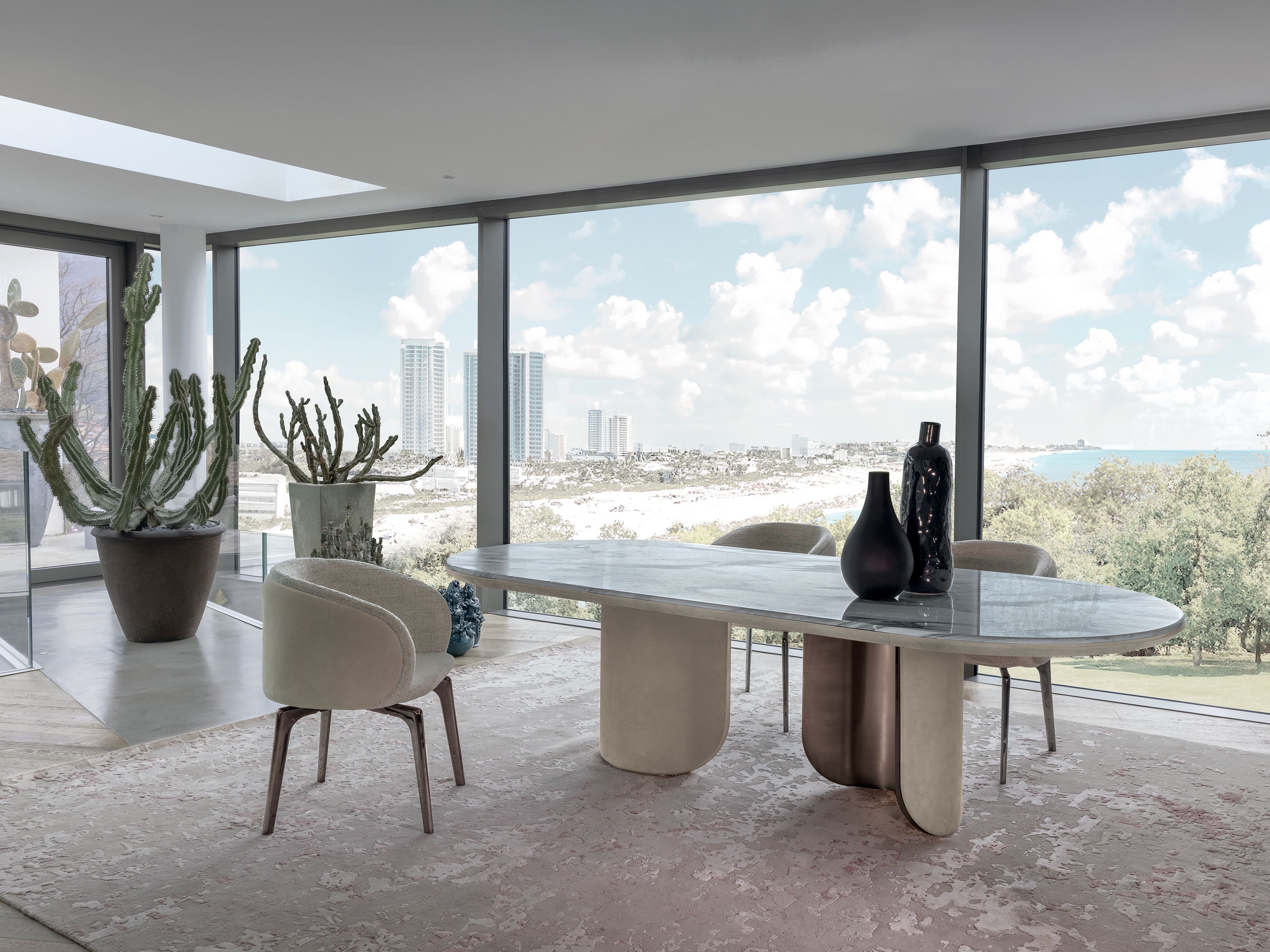 Овальный обеденный стол из натурального камня Longhi Blooming ARCH-00062793 - Вид №1