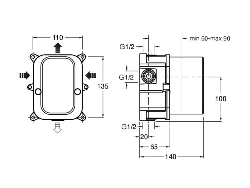 Встраиваемый корпус для смесителя CRISTINA Rubinetterie дополнения-выбор ARCH-00008365