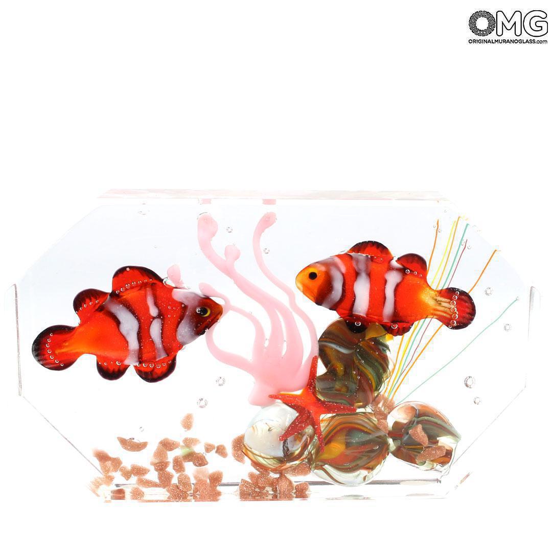 4788 ORIGINALMURANOGLASS Скульптура Аквариум с тропическими рыбками - муранское стекло OMG 14 см  - Вид №1