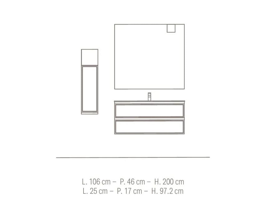 Подвесной умывальник с ящиками и встроенной раковиной BMT Everyday ARCH-00060852 - Вид №3