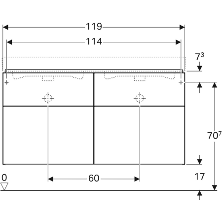 841521000 Шкафчик для двойной раковины Geberit iCon, с четырьмя выдвижными ящиками Geberit  - Вид №3