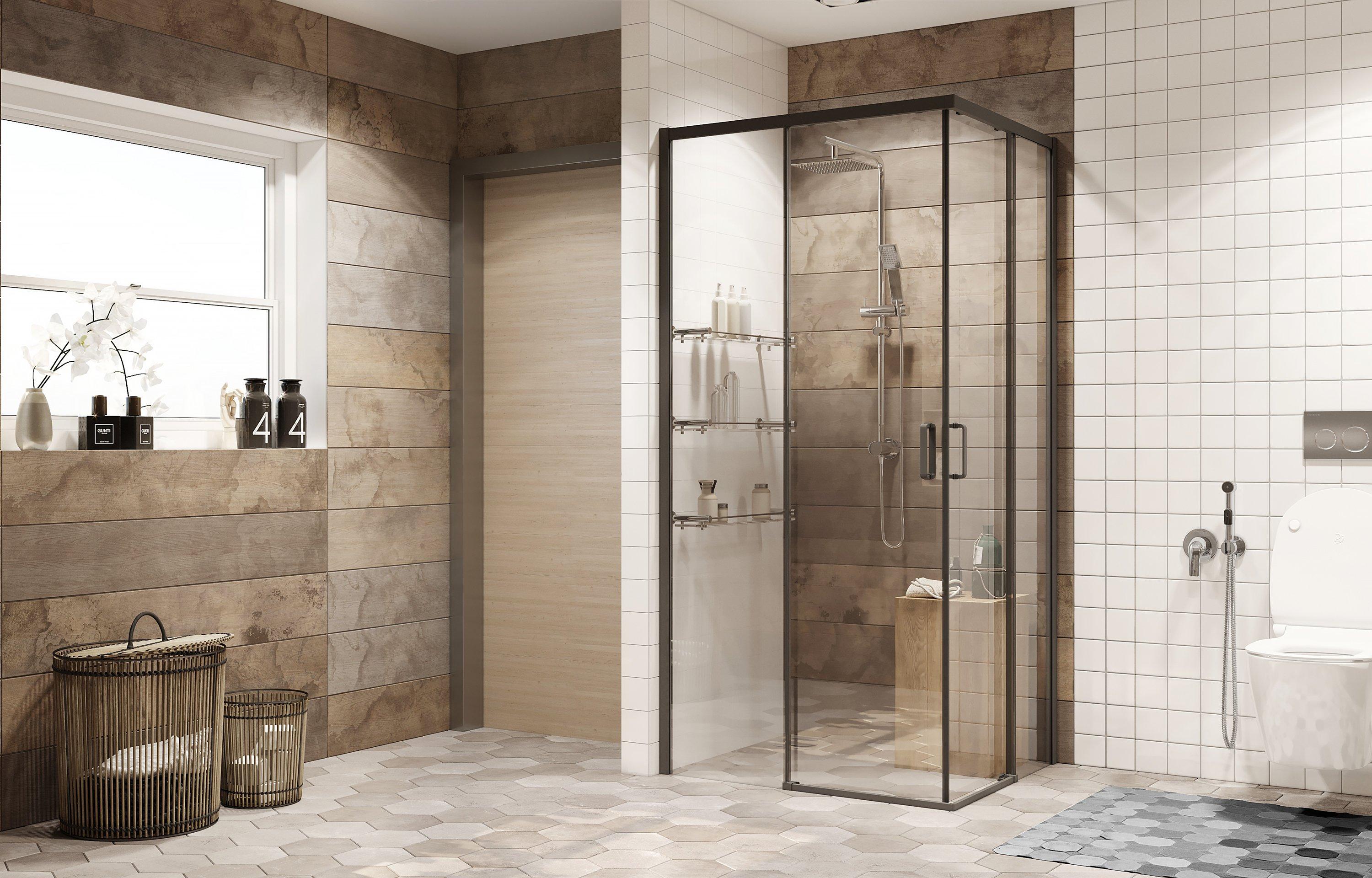 Душевое ограждение Ambassador Queen 11011203Black (900x900x2000), 1 место  - Вид №1