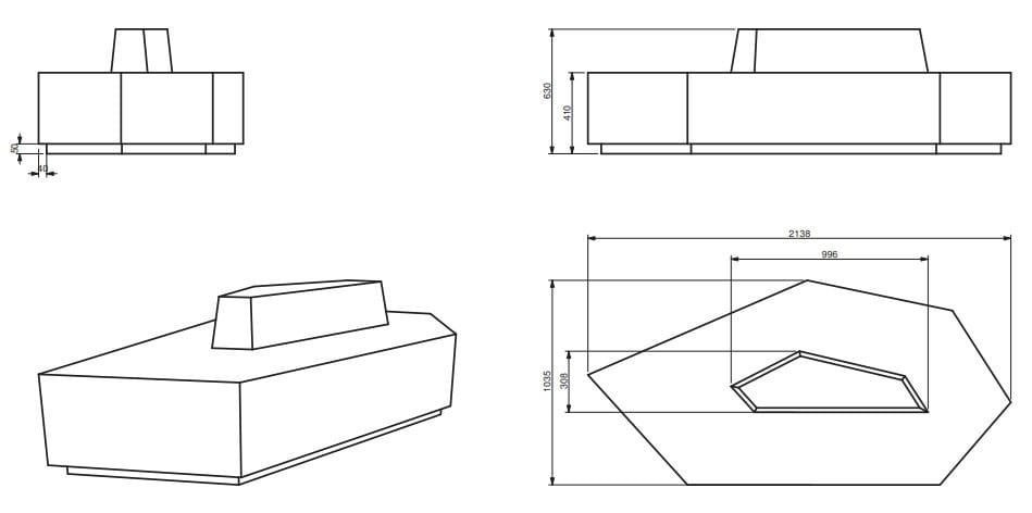 Двусторонний контрактный диван из пены QM Quinze & Milan Pentagon ARCH-00080568 - Вид №4