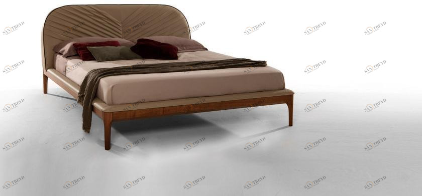 Tonin Casa Двуспальная кровать из кожи с обитым изголовьем sun-id-1487382