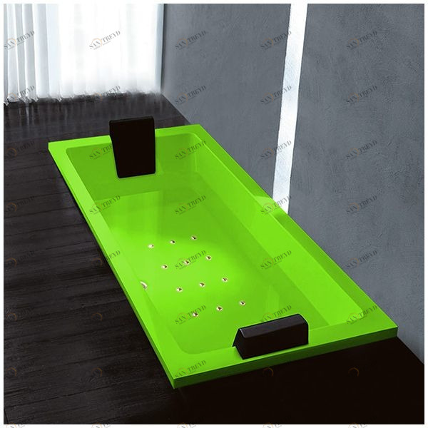 Ванна Gruppo treesse Quadra 180 V078C-SX-SZ салатовая с золотой фурнитурой и аэромассажем прямоугольная встроенная левая STAV078CSXSZ