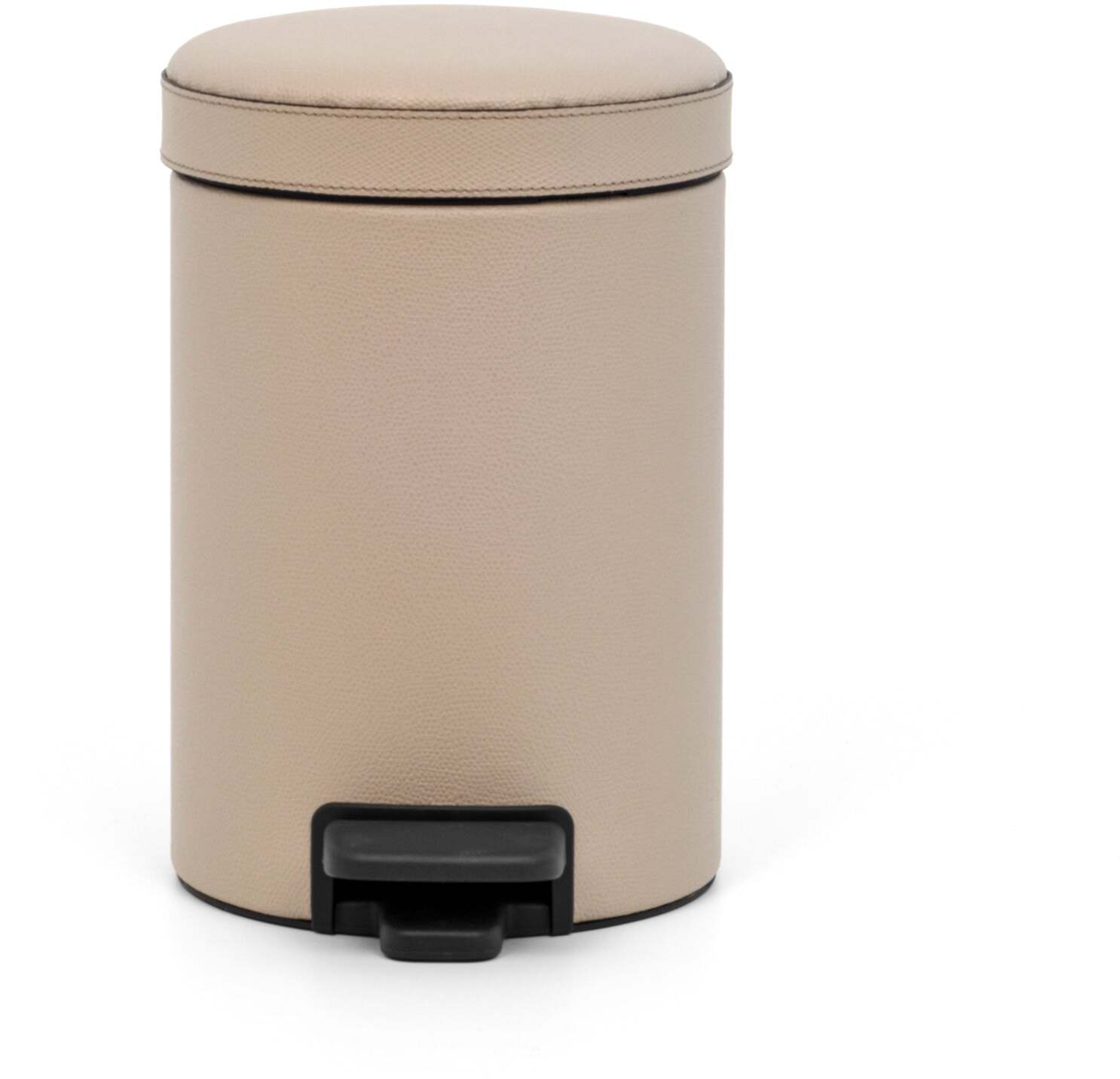 Круглая корзина с педалью - Ø 21XH28 см / зернистая кожа_светло-серый