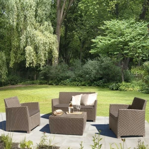 Мебель садовая бежевая со столиком на 4 персоны Fikop2 AFINA  130621 Бежевый