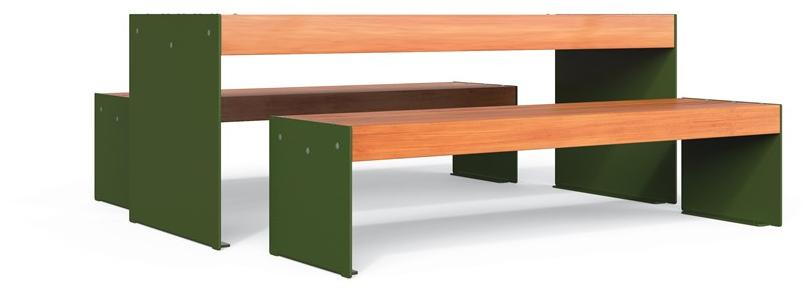 City Design Скамья из стали и дерева без спинки Lena Lena pw - Вид №3