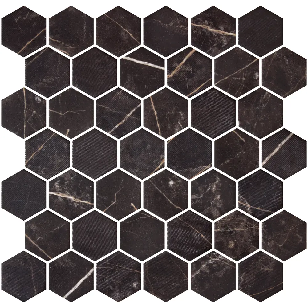 Мозаика Hexag Marble Coimbra стекломасса 28.4x4.9 см цвет черный 83681529 STLM-2106362 Santreyd Мозаика Onix - Вид №2