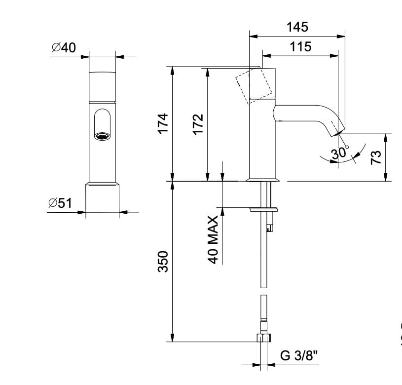 Однорычажный смеситель для раковины Fantini Rubinetti NOSTROMO ARCH-00083268 - Вид №9