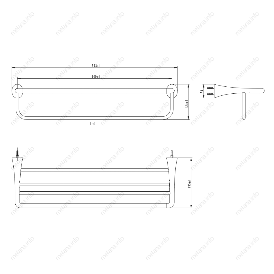 Полка для полотенец MELANA AISI201+цинк сатин MLN-803003 803 серия - Вид №1