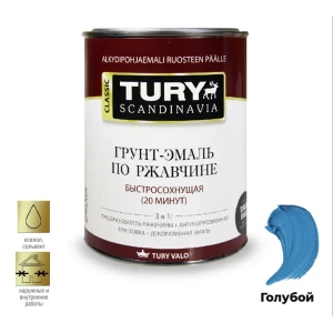 91450965 Грунт-эмаль по ржавчине 3 в 1 МС-102 Tury матовая голубая 2 кг STLM-0853901