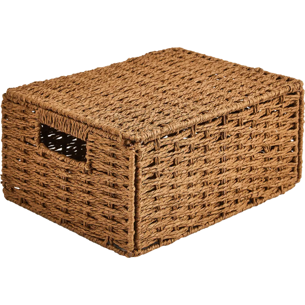 Корзина с крышкой для хранения 31x15x23 см бумага цвет коричневый 89344342 STLM-2107445 SPACEO Kub