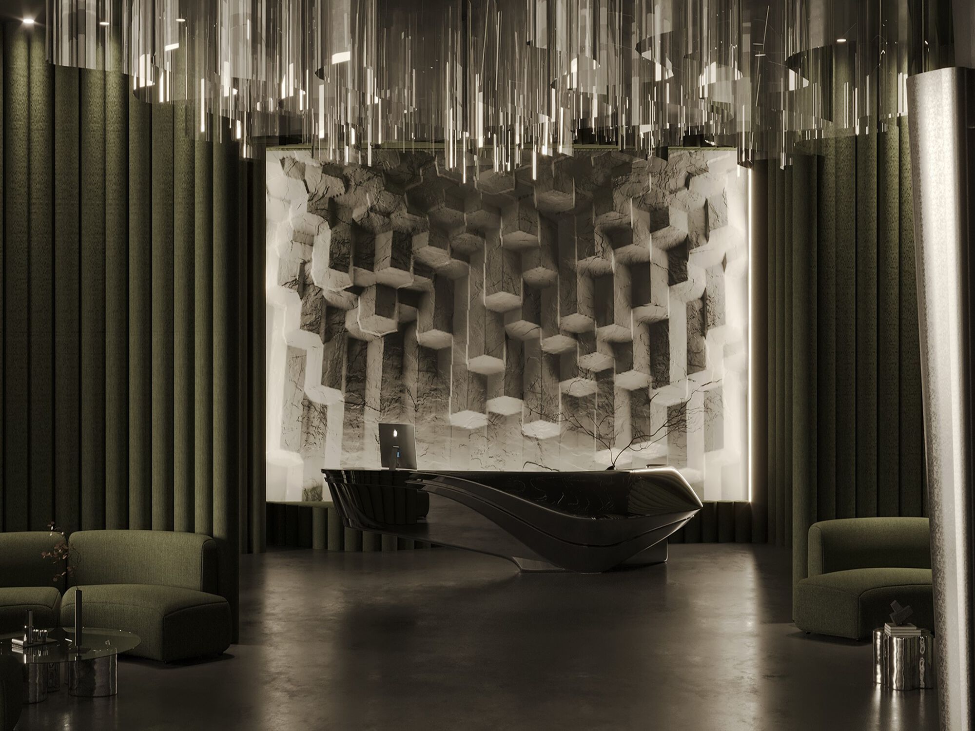 Трехмерная декоративная гипсовая панель WallDeco SYMPHONY OF STONES ARCH-00081113