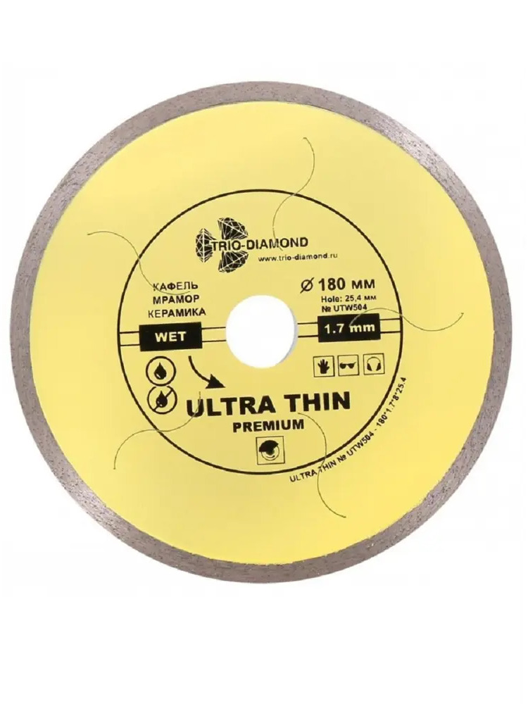 90902185 Диск алмазный по керамограниту Trio-Diamond Ultra Thin Premium UTW504 сплошной 180x22.2x1.6 мм STLM-0848474