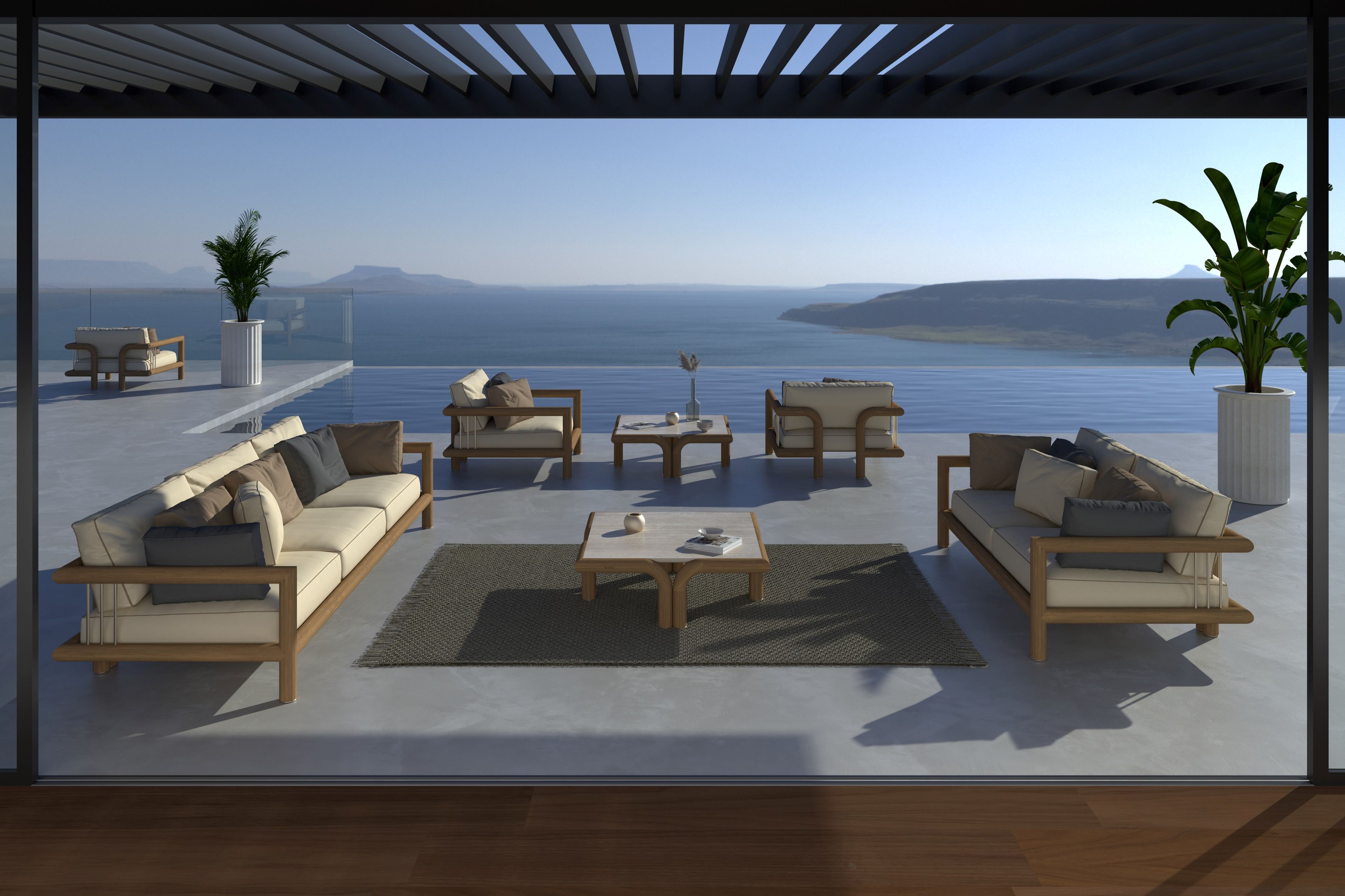 Садовый столик iroko с травертиновым верхом Paolo Castelli Greenkiss ARCH-00101609 - Вид №1