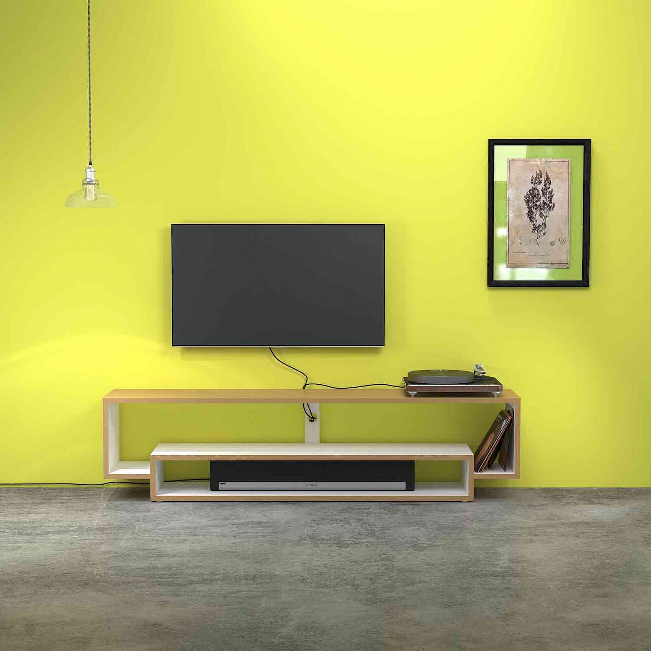 Тумба под телевизор длинная белая 140 см Tube-2 BRAGIN DESIGN  256497 Бежевый  - Вид №1